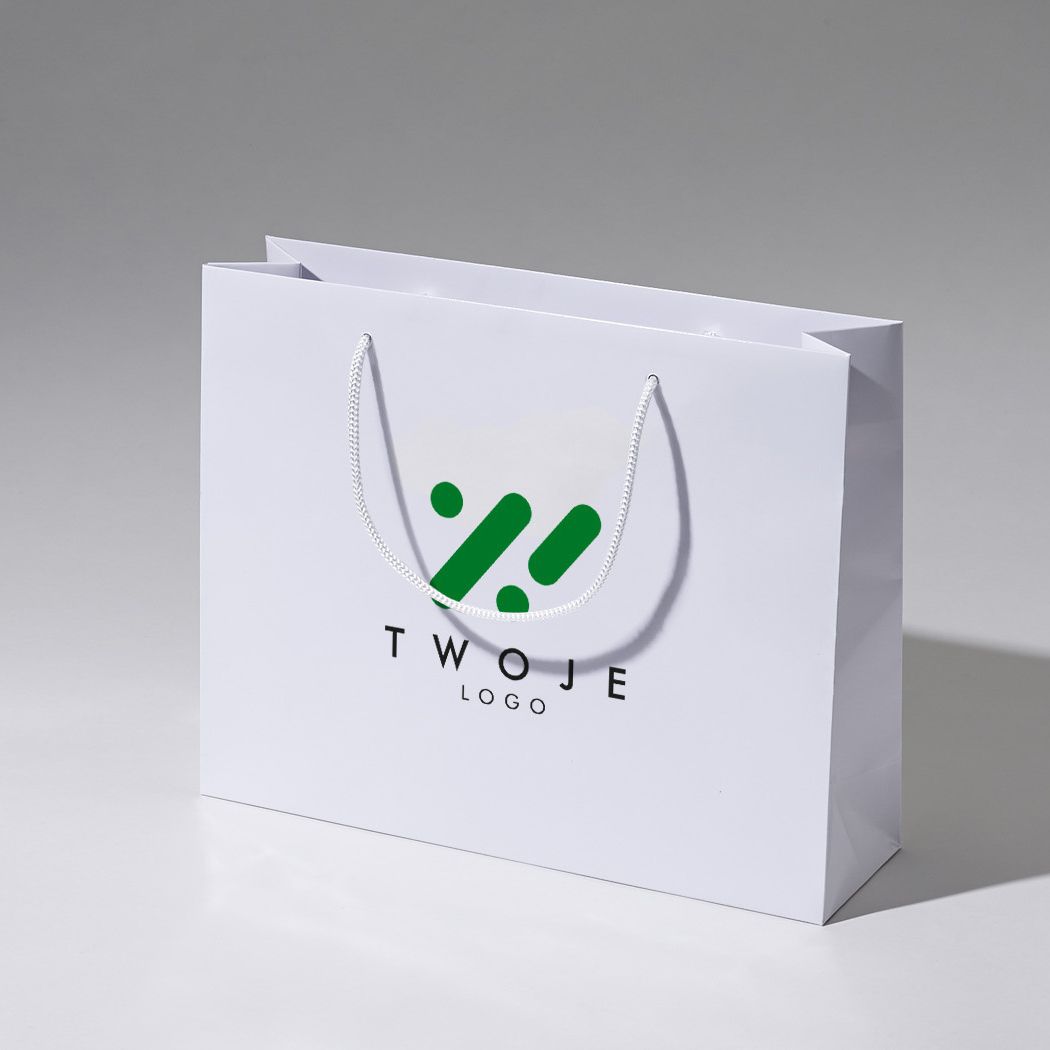 torba papierowa premium biała laminowana matowa z nadrukiem reklamowym