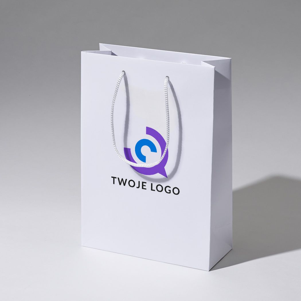 torba papierowa premium biała laminowana matowa z nadrukiem reklamowym