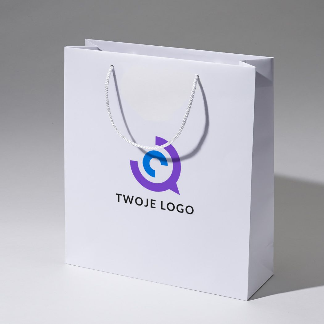 torba papierowa premium biała laminowana matowa z nadrukiem reklamowym