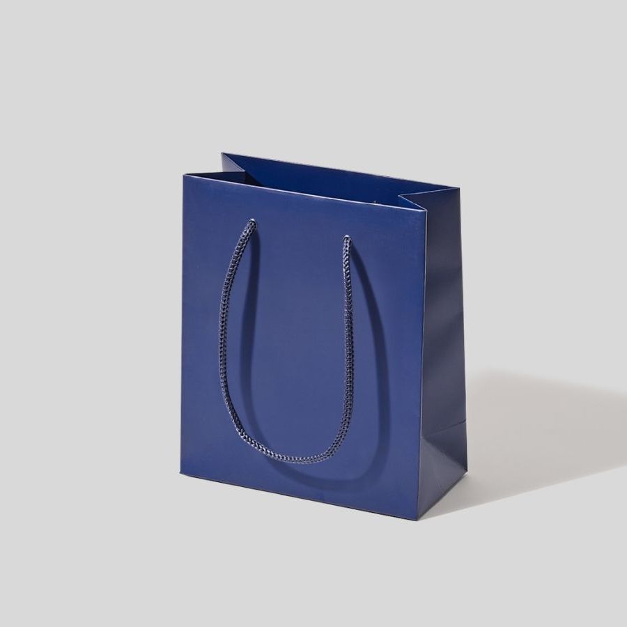 24x9x20 torebka papierowa premium granatowa laminowana matowa bez nadruku