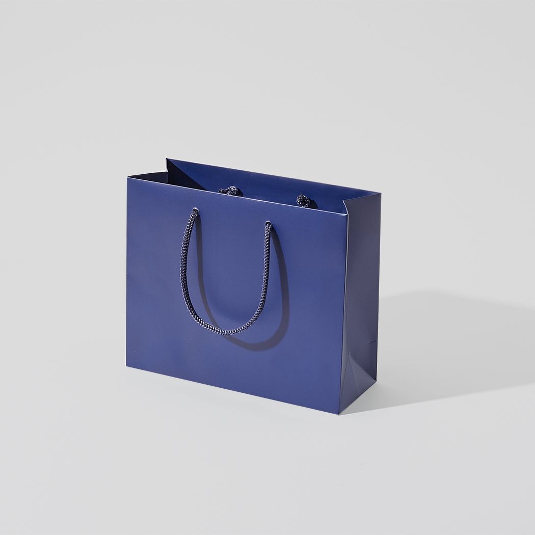 24x9x20 torebka papierowa premium granatowa laminowana matowa bez nadruku