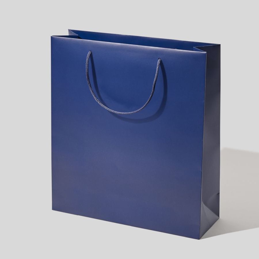 36x12x40 torebka papierowa premium granatowa laminowana matowa bez nadruku