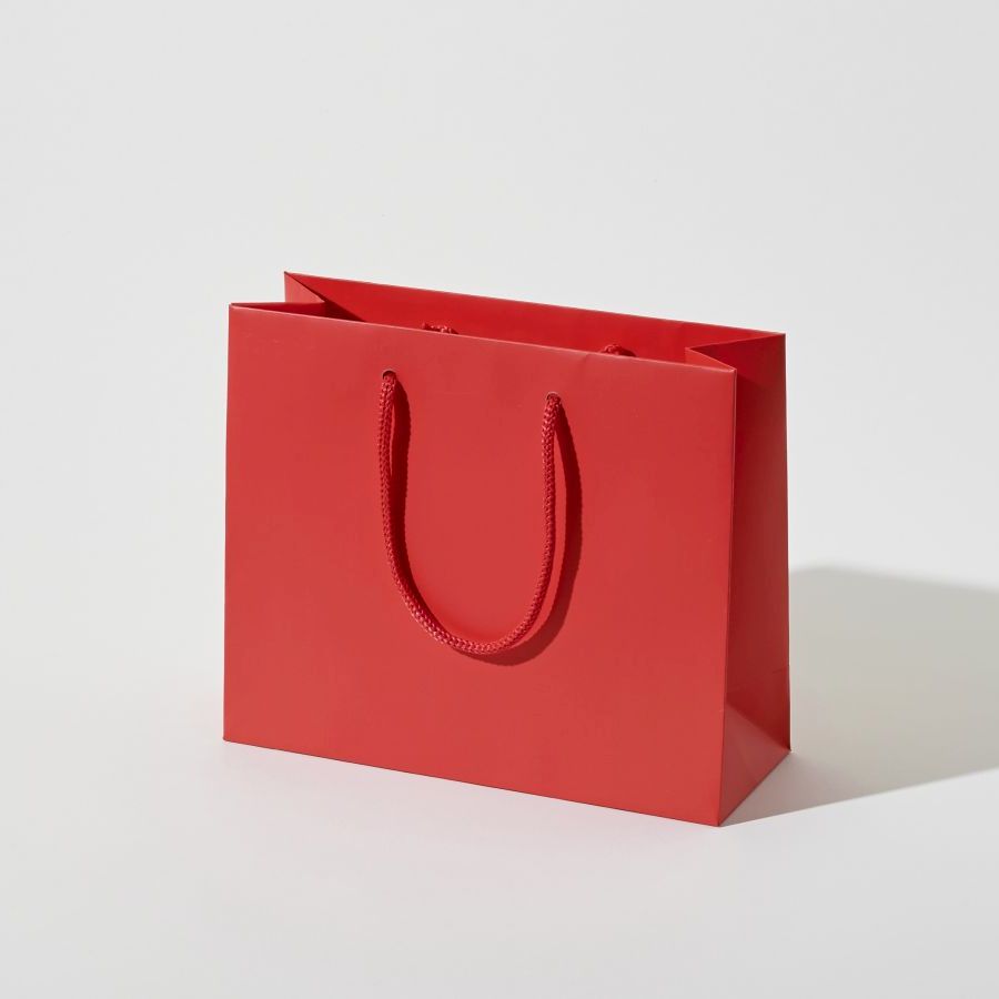 24x9x20 torebka papierowa premium czerwona laminowana matowa bez nadruku 