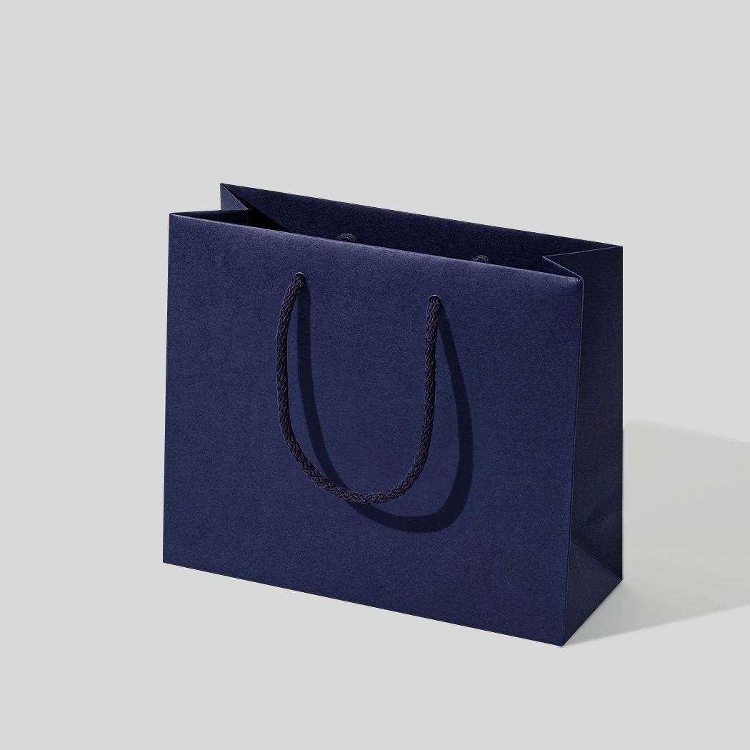 24x9x20 torebka papierowa premium granatowa laminowana matowa bez nadruku