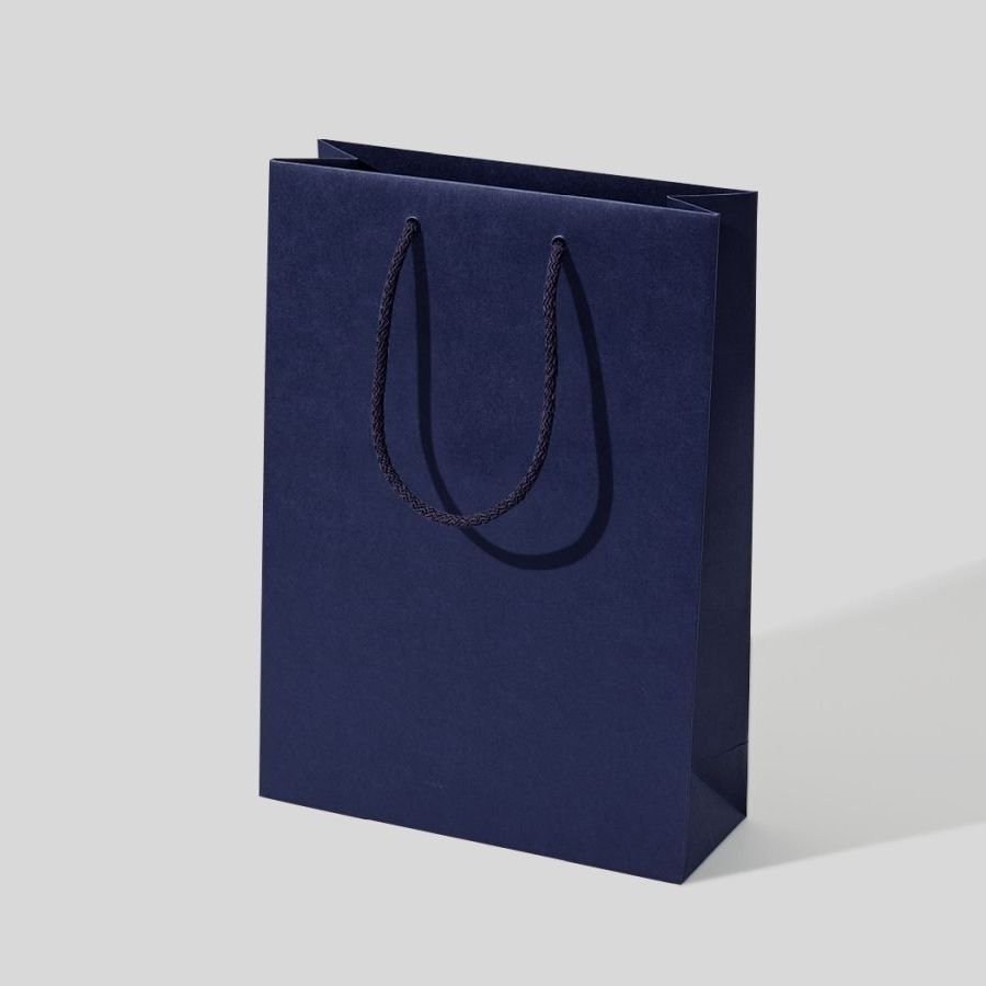 24x9x20 torebka papierowa premium granatowa laminowana matowa bez nadruku