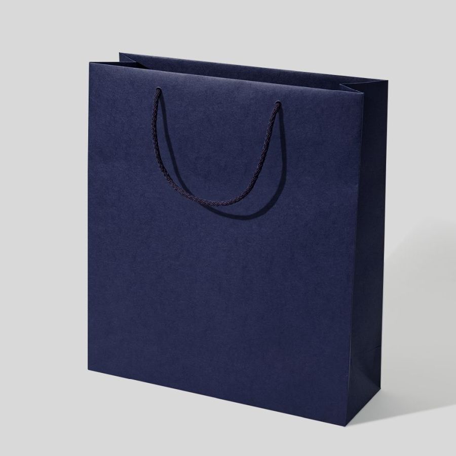 24x9x20 torebka papierowa premium granatowa laminowana matowa bez nadruku