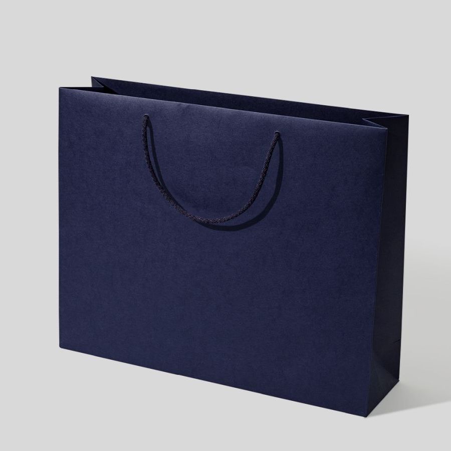 24x9x20 torebka papierowa premium granatowa laminowana matowa bez nadruku