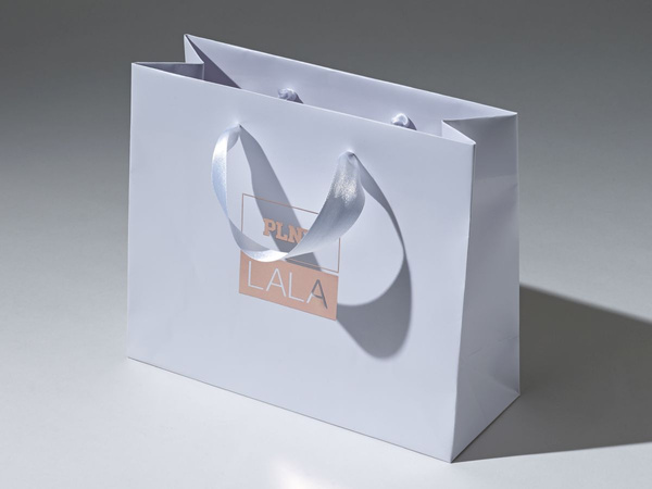 45x12x36 torba papierowa premium biała laminowana matowa z nadrukiem reklamowym