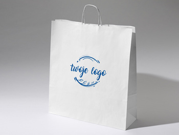 45x16x48 torba papierowa biała ekologiczna kraft z nadrukiem reklamowym