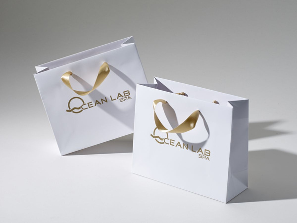 12x8x38 torba papierowa premium biała laminowana błyszcząca z nadrukiem reklamowym
