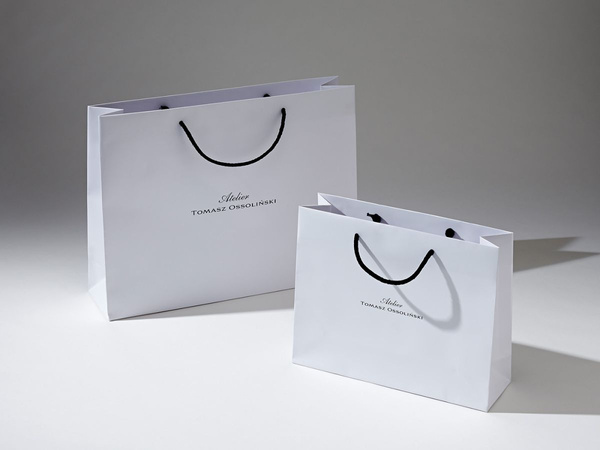 17x8x20 torba premium biała laminowana matowa z nadrukiem reklamowym