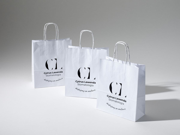 32x12x41 torba papierowa biała ekologiczna kraft z nadrukiem reklamowym 