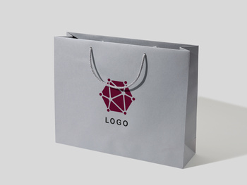 45x12x36 torba papierowa premium ekologiczna szara z nadrukiem reklamowym