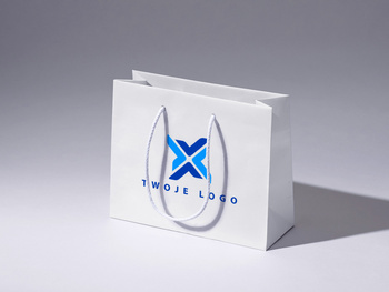 24x9x20 torebka  papierowa ekologiczna premium biała z nadrukiem reklamowym