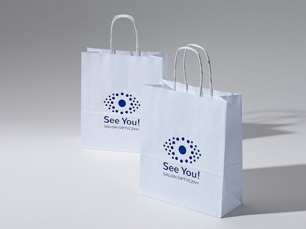 22x10x28 torba papierowa biała ekologiczna kraft z nadrukiem reklamowym 