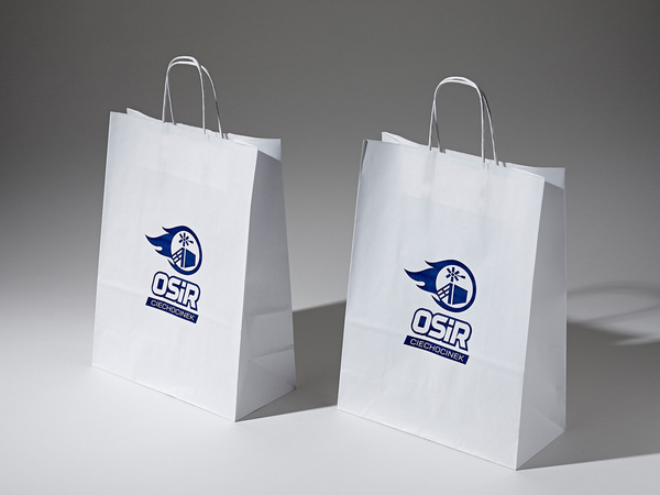 32x17x38 torba papierowa biała ekologiczna kraft z nadrukiem reklamowym 