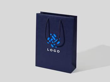 24x9x34 torba papierowa premium niebieska ekologiczna, papier 160g z nadrukiem reklamowym