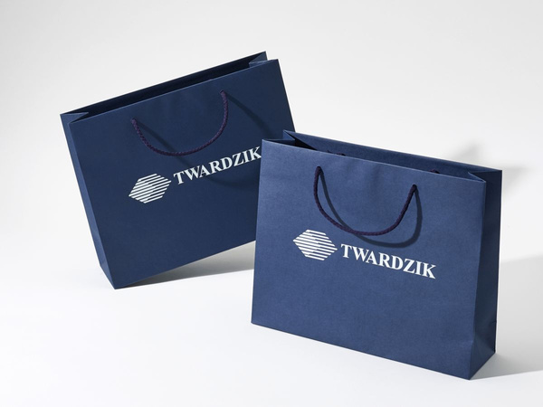 36x12x40 torba papierowa premium niebieska ekologiczna z nadrukiem reklamowym, papier 160g