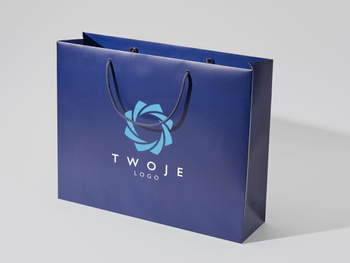 45x12x36 torba papierowa premium granatowa laminowana matowa z nadrukiem reklamowym