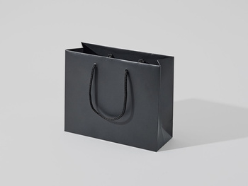 24x9x20 torebka papierowa premium czarna laminowana matowa bez nadruku