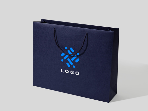 45x12x36 torba papierowa ekologiczna premium granatowa, papier 160g z nadrukiem reklamowym