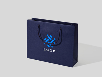 35x10x28 torba papierowa premium granatowa ekologiczna, papier 160g z nadrukiem reklamowym