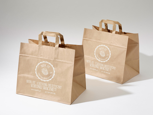 26x17x25 torby papierowe kraft brązowe cateringowe z nadrukiem reklamowym