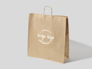 34x20x35 torba ekologiczna brązowa papierowa kraft z nadrukiem reklamowym