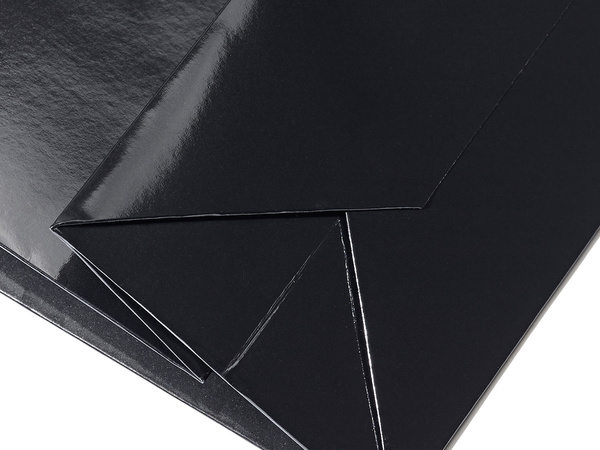 17x8x20 torebka papierowa premium czarna laminowana błyszcząca bez nadruku