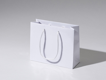 24x9x20 torebka  papierowa premium biała laminowana błyszcząca bez nadruku