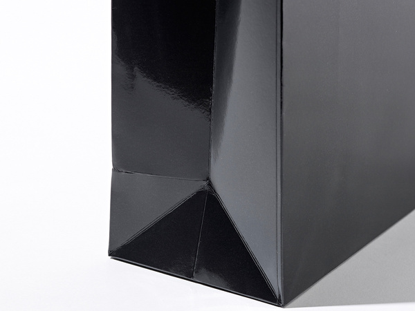 17x8x20 torebka papierowa premium czarna laminowana błyszcząca bez nadruku