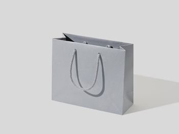 24x9x20 torebka papierowa premium ekologiczna nielaminowana szara, bez nadruku, papier barwiony w masie