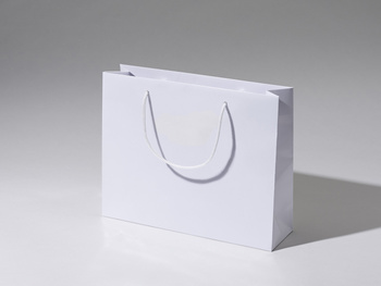 35x10x28 torba papierowa premium biała laminowana błyszcząca bez nadruku