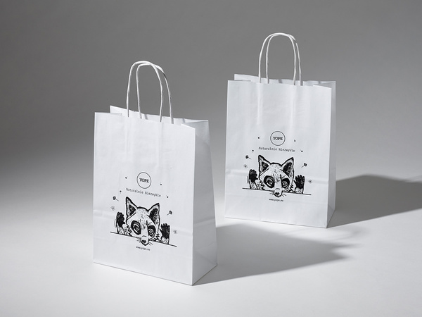 25x11x33 torba papierowa biała ekologiczna kraft z nadrukiem reklamowym 