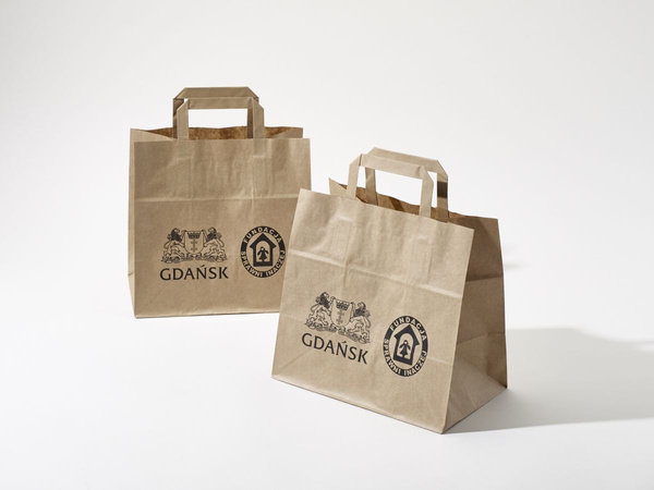 34x20x35 XXL torba papierowa kraft brązowa cateringowa z nadrukiem reklamowym