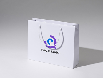 35x10x28 torba papierowa premium biała laminowana matowa z nadrukiem reklamowym