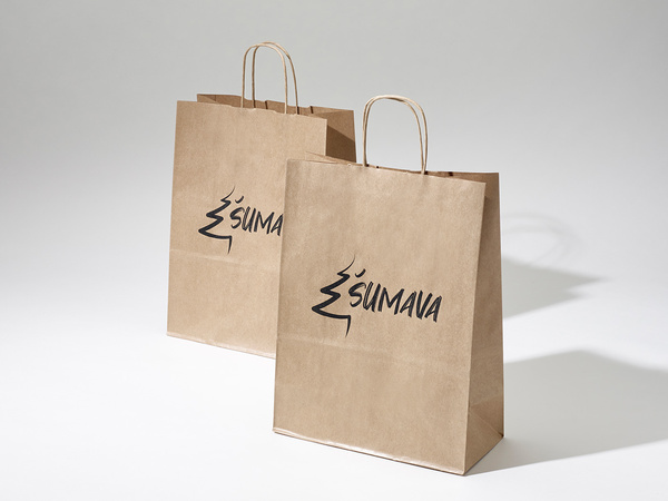 34x20x35 torba ekologiczna brązowa papierowa kraft z nadrukiem reklamowym