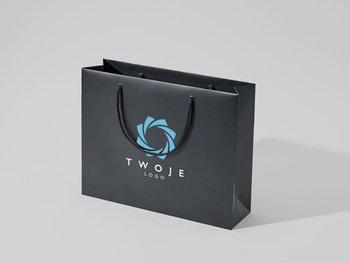 35x10x28 torba papierowa premium czarna laminowana matowa z nadrukiem reklamowym