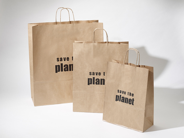 34x20x35 torba ekologiczna brązowa papierowa kraft z nadrukiem reklamowym