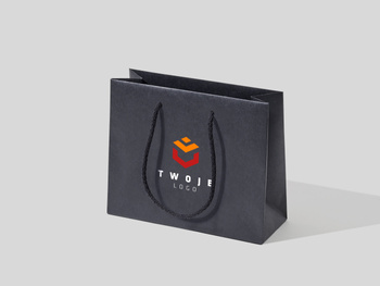 24x9x20 torebka  papierowa premium ekologiczna czarna z nadrukiem reklamowym