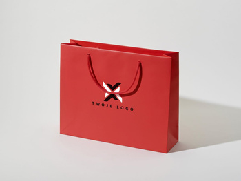 35x10x28 torba papierowa premium czerwona laminowana matowa z nadrukiem reklamowym