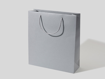 36x12x40 torba papierowa premium ekologiczna nielaminowana szara, bez nadruku, papier barwiony w masie