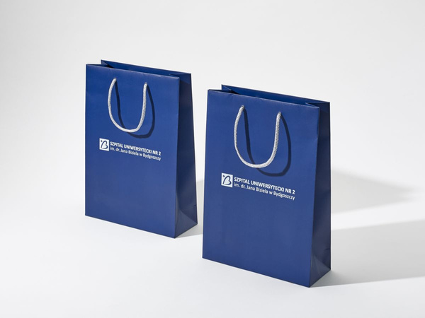 24x9x20 torba papierowa premium granatowa laminowana matowa z nadrukiem reklamowym
