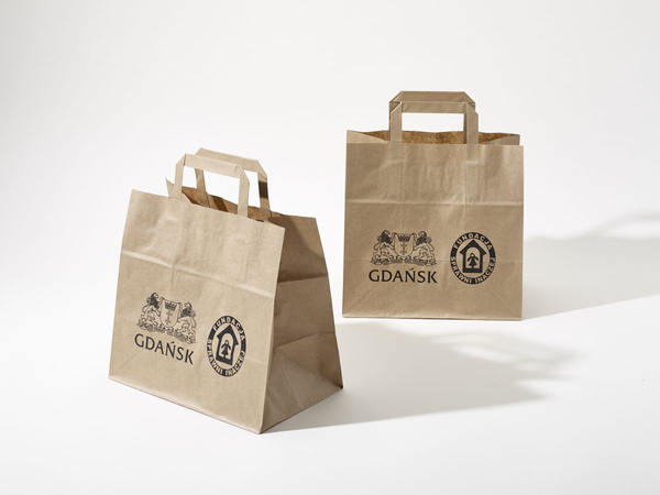 34x20x35 XXL torba papierowa kraft brązowa cateringowa z nadrukiem reklamowym