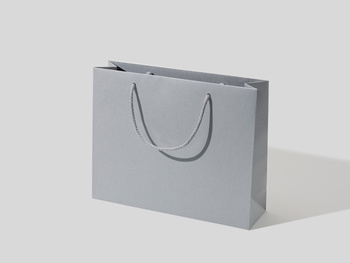 35x10x28 torba papierowa premium ekologiczna nielaminowana szara, bez nadruku, papier barwiony w masie