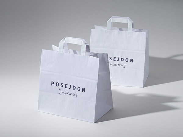 26x17x25 torba papierowa kraft biała cateringowa z nadrukiem reklamowym