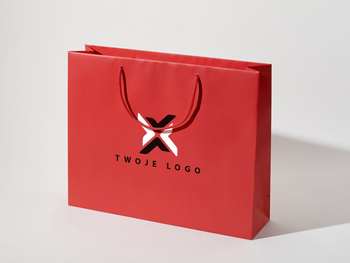 45x12x36 torba papierowa premium czerwona laminowana matowa z nadrukiem reklamowym