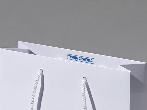 17x8x20 torba premium biała laminowana błyszcząca z nadrukiem reklamowym