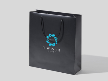 36x12x40 torba papierowa premium czarna laminowana matowa z nadrukiem reklamowym