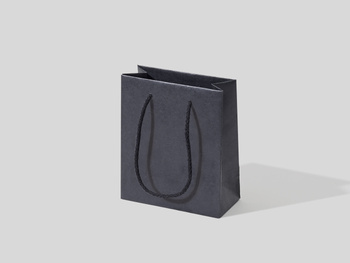 17x8x20 torebka papierowa premium ekologiczna czarna nielaminowana, bez nadruku, papier barwiony w masie